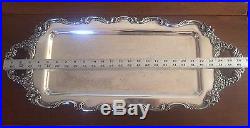 Vtg Silverplate Serving Waiter Tray Handles Footed Ornate Berries Floral Copper