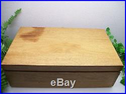 Vtg Sterling Silverplate Flatware JUMBO Wooden Wood Storage Chest Case Box 24+