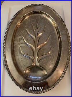Vtg Wm ROGERS Avon SILVERPLATED OVAL FOOTED SERVING TRAY 16 TREE OF LIFE 3610
