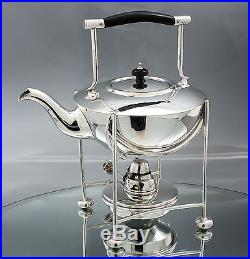 Vtg silver plate Mappin & Webb spirit kettle teapot Christopher Dresser style