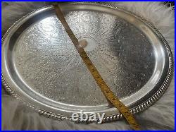 WM Rogers Vintage XXLARGE 21 inch Silver Plate ROUND Tray 874 Catering Wedding