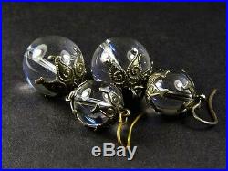 WONDERFUL ANTIQUE VICTORIAN ART NOUVEAU SILVER PLATED POOL of LIGHT EARRINGS