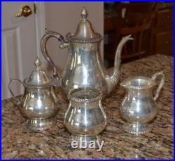 Wallace M601 Vintage Lovely Silver plate 4pcs Coffee Tea set Creamer/Sugar/Waste