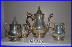 Wallace M601 Vintage Lovely Silver plate 4pcs Coffee Tea set Creamer/Sugar/Waste