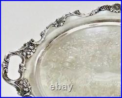 Wallace Silver Plate Tray Platter 23.5x16, Ornate Royal Rose 9825, 1960s VTG