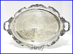 Wallace Silver Plate Tray Platter 23.5x16, Ornate Royal Rose 9825, 1960s VTG