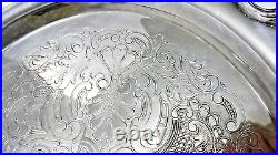 Wallace Silver Plate Tray Platter 23.5x16, Ornate Royal Rose 9825, 1960s VTG