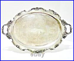 Wallace Silver Plate Tray Platter 23.5x16, Ornate Royal Rose 9825, 1960s VTG