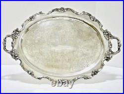 Wallace Silver Plate Tray Platter 23.5x16, Ornate Royal Rose 9825, 1960s VTG