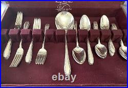 Wallace Vintage Silver Plate 57-Pc 1940 Sweetheart Flatware Set For 8
