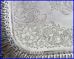 Webster Wilcox Silver Plate Tray, Pierced Sides Flora Grape Border, Vintage FINE