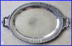 Webster Wilcox Vintage Ornate Silver Plate 25 Oval Serving Handled Tray Meat