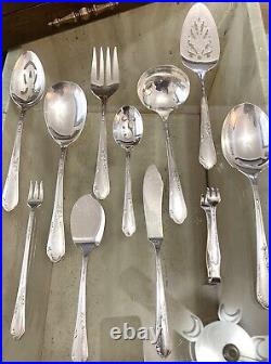 Wm A Rogers Vintage Silver Plate 1936 Meadowbrook Heather Flatware Set For 12