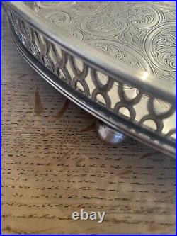 XL Antique Vintage Vf Oman EPB Silver plate Gallery Butler Serving Tray Handles